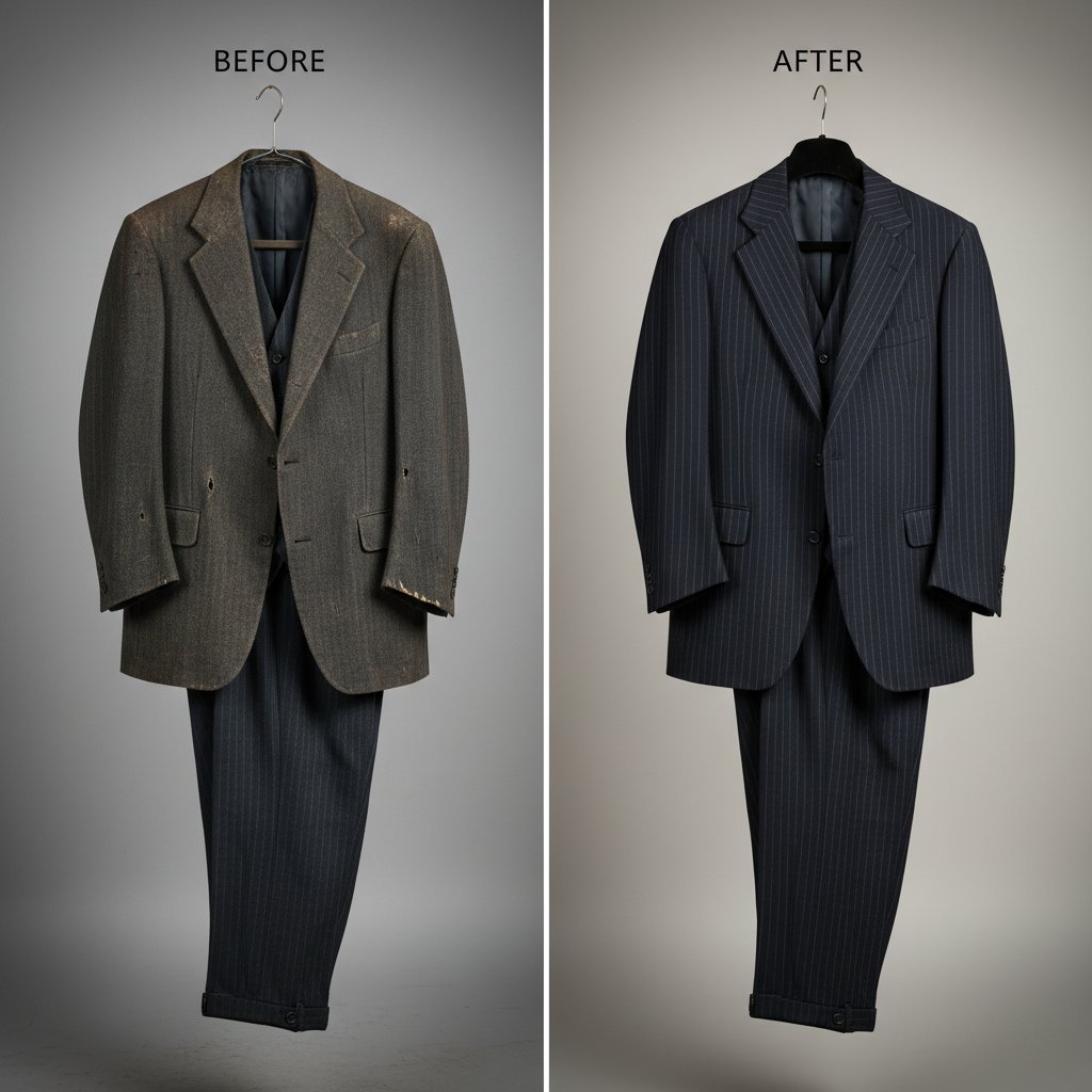 Three-piece wool suit cleaning
